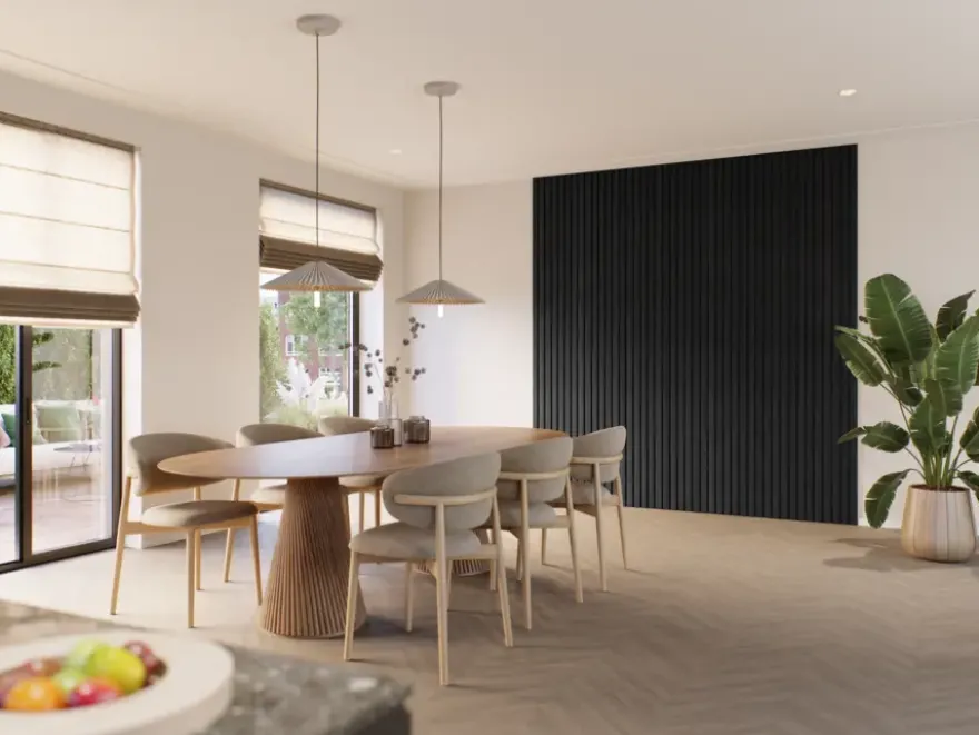 Kleurstaal lattenwand Decowall Advanced walnoot 25x30cm