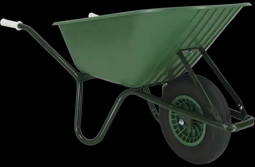 Kruiwagen 100 liter kunststof bak, met luchtwiel