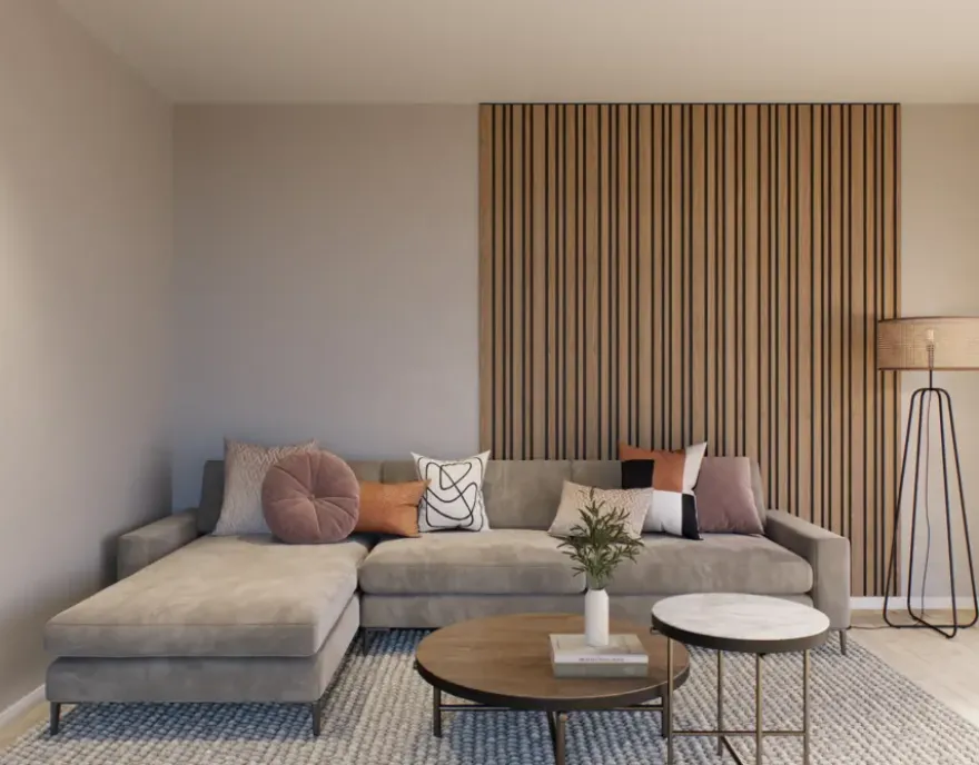 Lattenwand Decowall Acoustic Blend brons eiken, combinatie van verschillende breedtes, 260x30cm, 2 stuks (1.56m2)