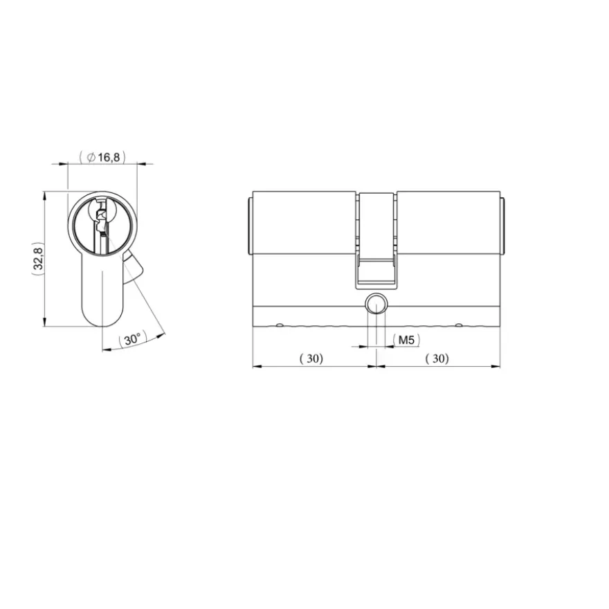 Nemef profielcilinder messing met technisch patent voor originele sleutels - voor deuren van 38-42 mm