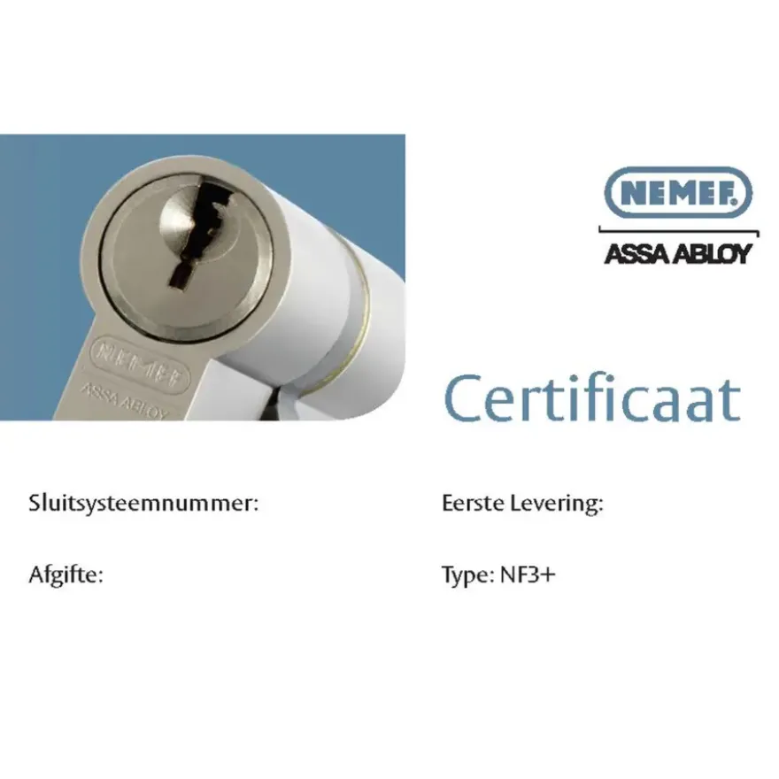 NEMEF veiligheidscilinder NF3+ 30/30 mm SKG 3-sterren gelijksluitend (4 stuks)