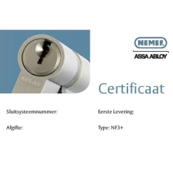 NEMEF veiligheidscilinder NF3+ 30/30 mm SKG 3-sterren gelijksluitend (3 stuks)