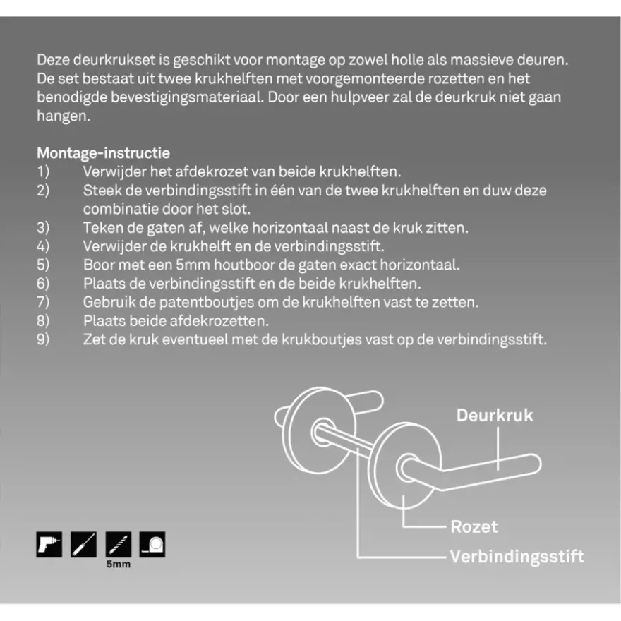 Novidade deurkrukset Porto rond rozet zwart RVS