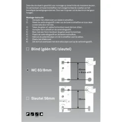 Novidade deurkrukset Wenen recht schild met vrij-bezet sluiting 63/8 mm zwart RVS