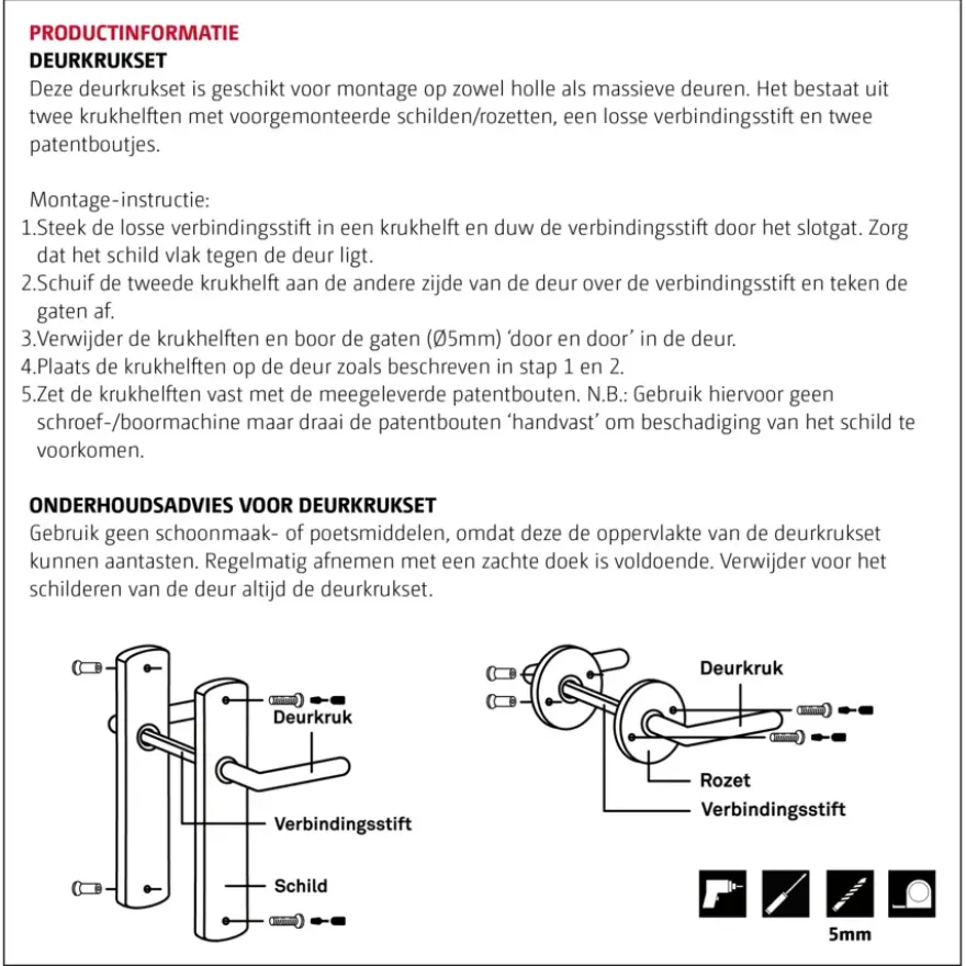 OK deurkruk set ovaal schild profielcilindergat 55 mm aluminium