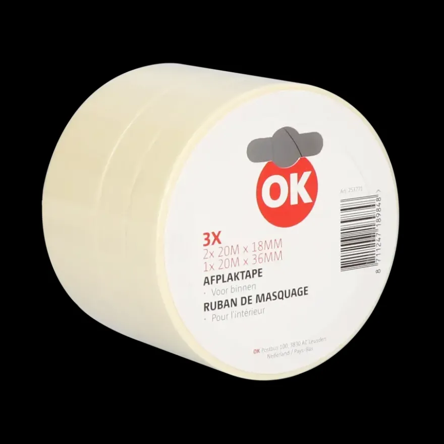 OK set met 3 schilderstapes (2 stuks 18 mm) (1 stuk 36 mm)