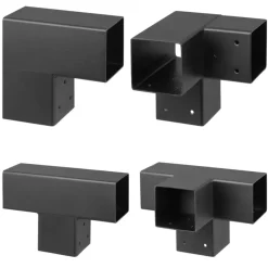 Paalverbinder voor pergola T-verbindingsstuk 4-kants 9x9 cm zwart