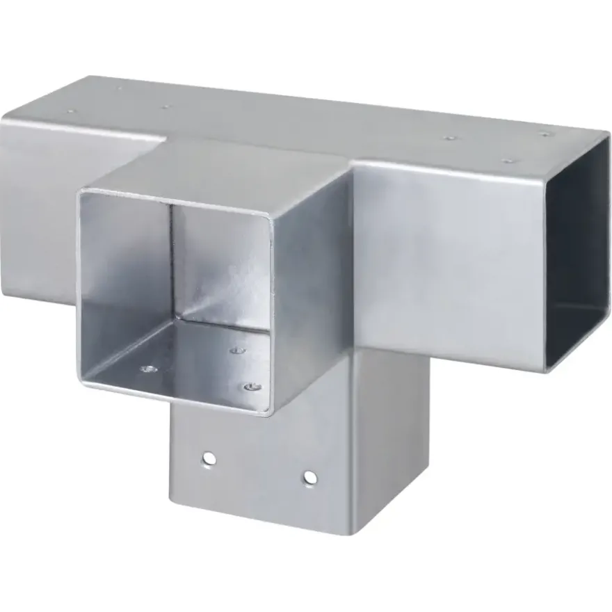 Paalverbinder voor pergola T-verbindingsstuk 4-kants 7x7 cm gegalvaniseerd