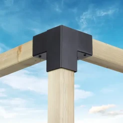 Paalverbinder voor pergola hoekstuk 3-kants 9x9 cm zwart