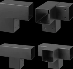 Paalverbinder voor pergola hoekstuk 3-kants 9x9 cm zwart