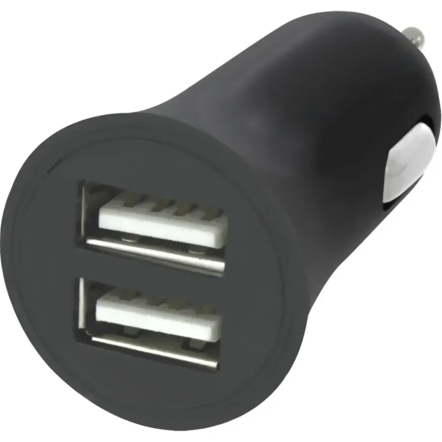 Q-Link Autolader 12V met 2 USB-A zwart
