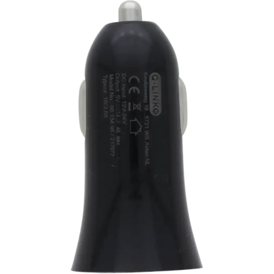 Q-Link Autolader 12V met 2 USB-A zwart