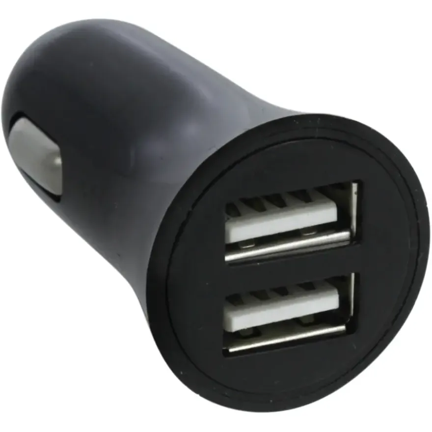 Q-Link Autolader 12V met 2 USB-A zwart