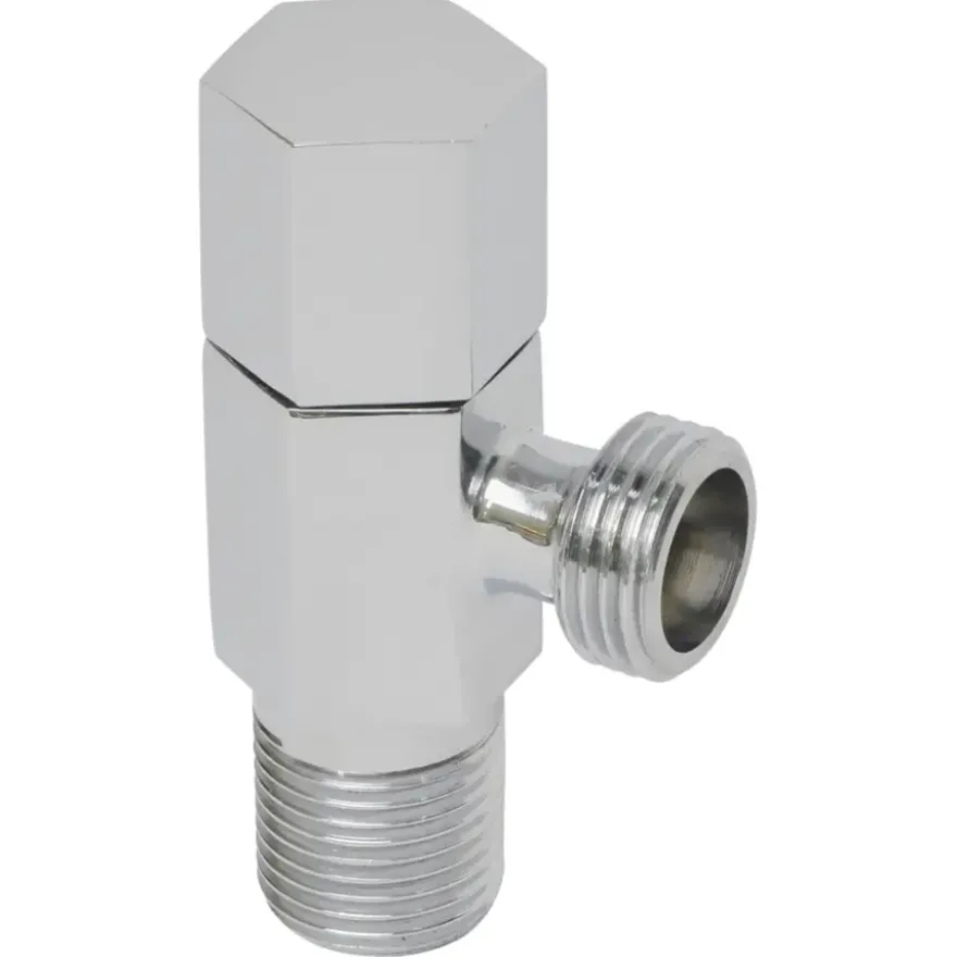 Sanivesk Hoekstopkraan Design Zeshoek 1/2"Mx1/2"M Chroom