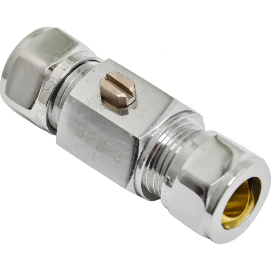 Sanivesk Kogelkraan Mini Recht Knel 15mmx3/8"M Chroom