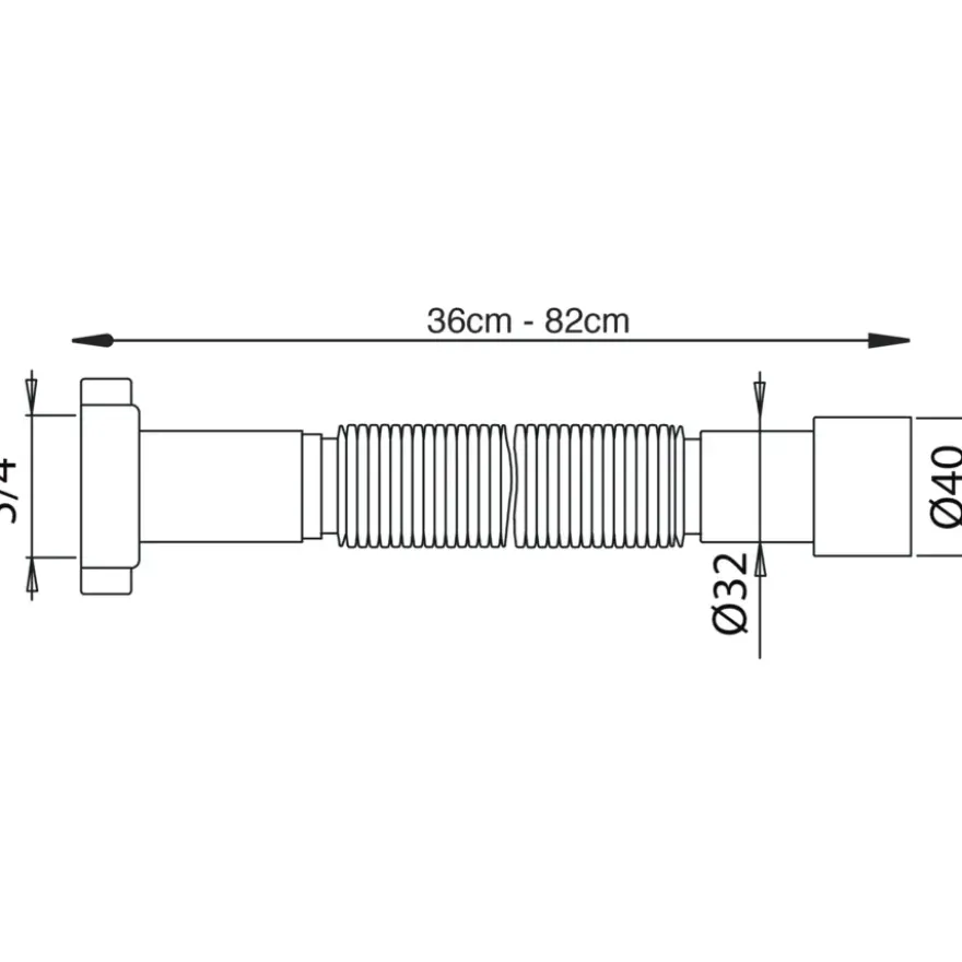 Sanivesk Moduflex 5/4x32mm 36-82cm Wit