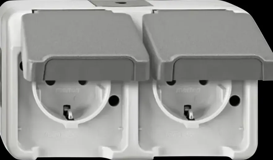 Schneider Electric Aquastar spatwaterdicht geaard stopcontact dubbel horizontaal