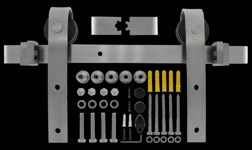 Schuifdeursysteem industrieel RVS complete set met hangrollen