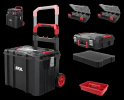 SKIL Gereedschapswagen / gereedschapstrolley met 4-in-1 grote stapelbare gereedschapskoffer set