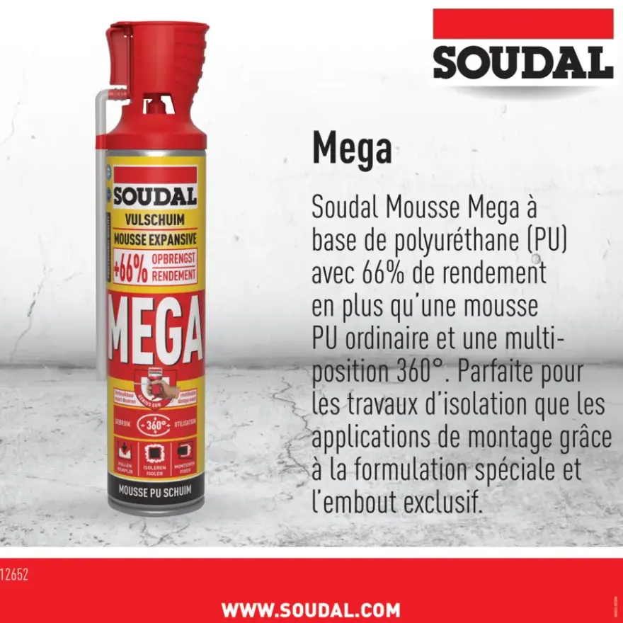 Soudal pur bouwschuim high volume 600 ml