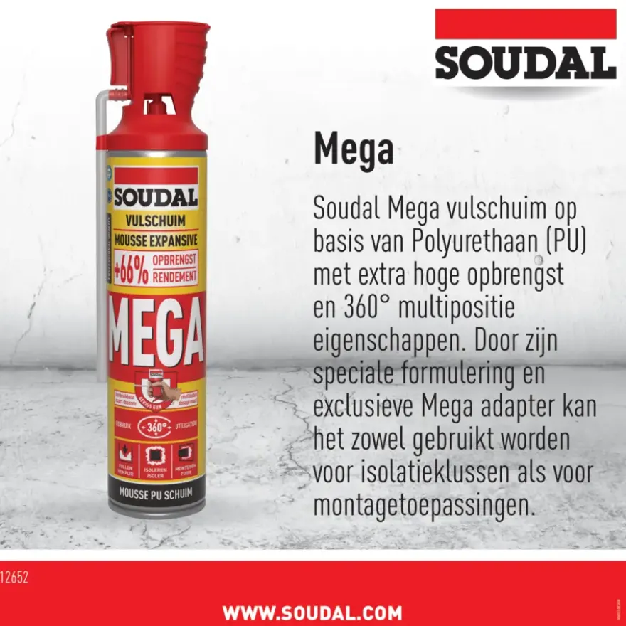 Soudal pur bouwschuim high volume 600 ml