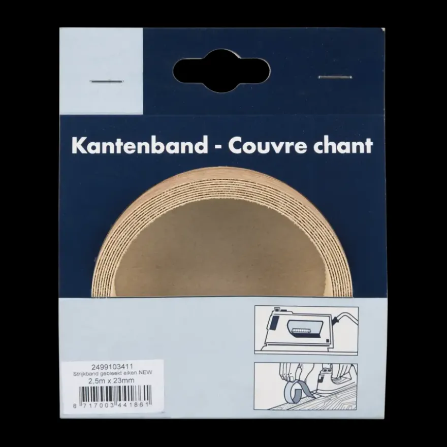 Strijkband gebleekt eiken 23 mm 2,5 m