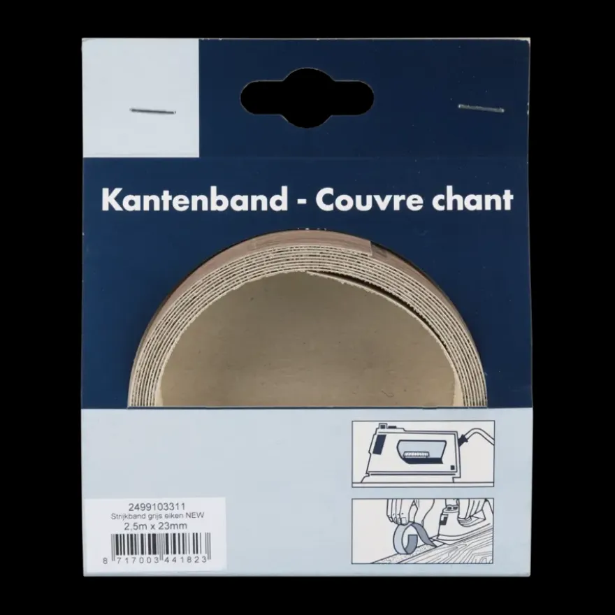 Strijkband grijs eiken 23 mm 2,5 m