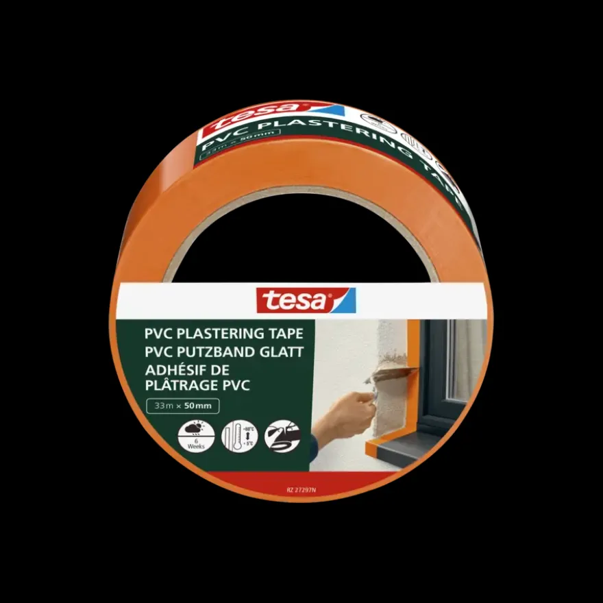 Tesa bepleisteringstape PVC oranje 50 mm x 33 m