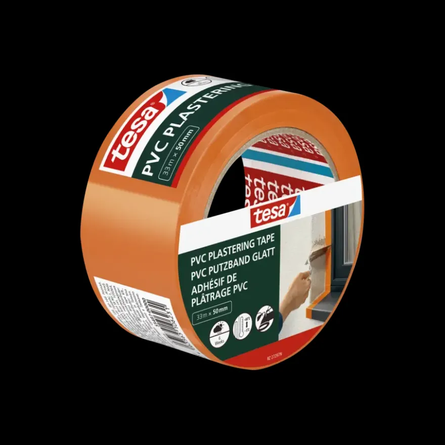 Tesa bepleisteringstape PVC oranje 50 mm x 33 m