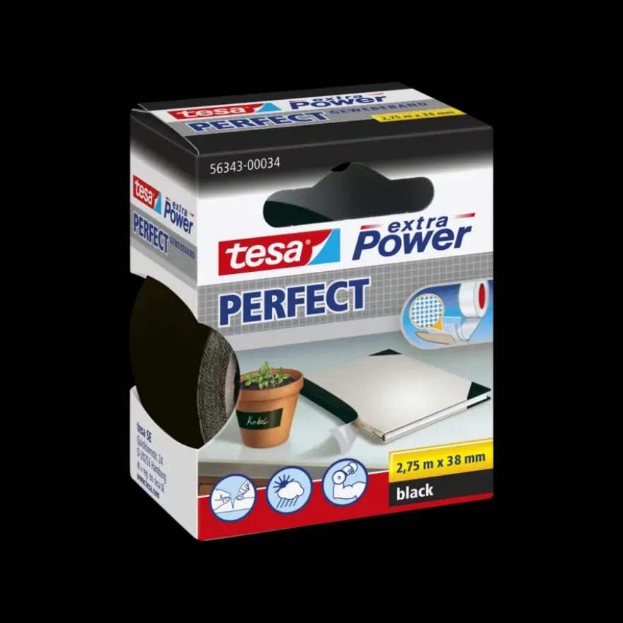 Tesa Extra Power Perfect ducttape zwart 38 mm x 2,75 m