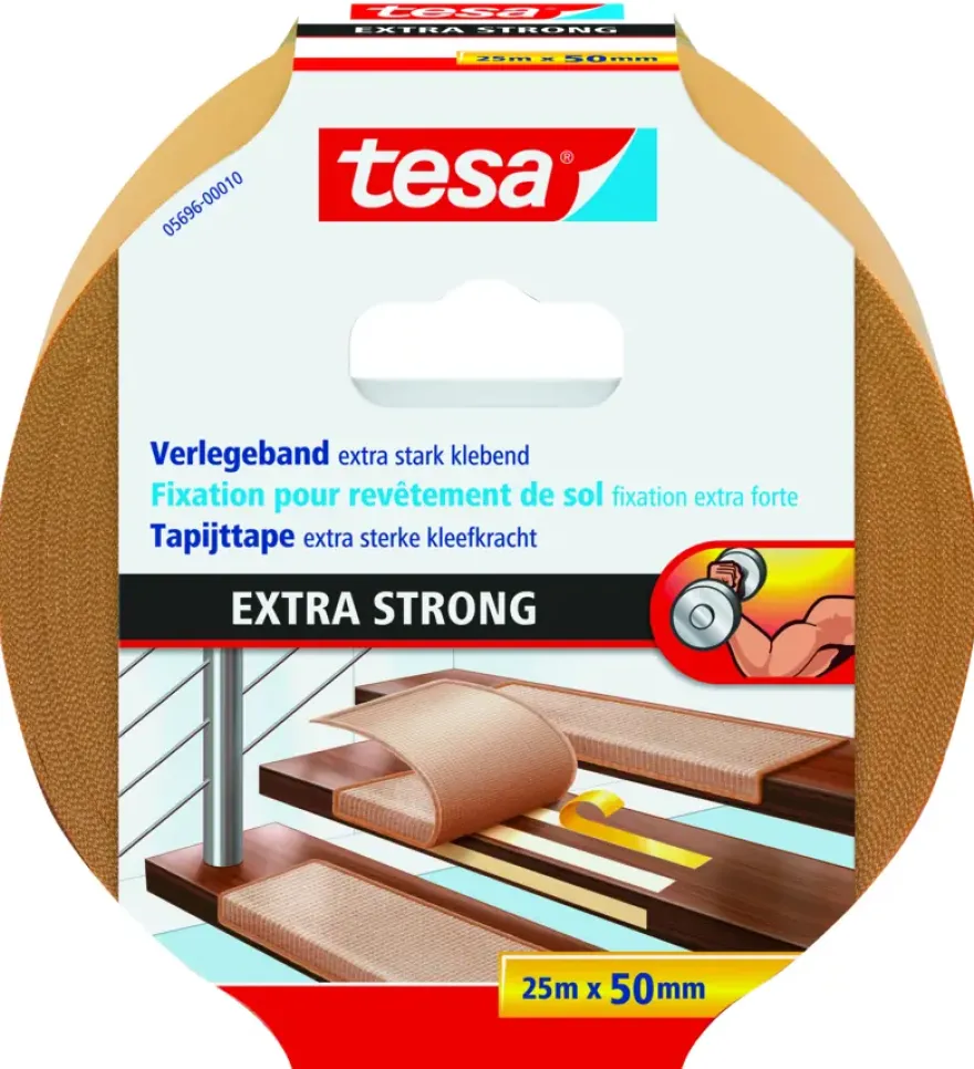 Tesa Extra Sterk tapijttape geel 25 m x 50 m