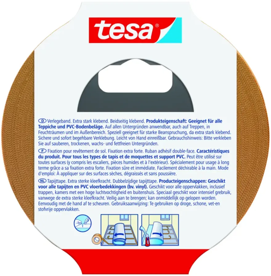 Tesa Extra Sterk tapijttape geel 25 m x 50 m
