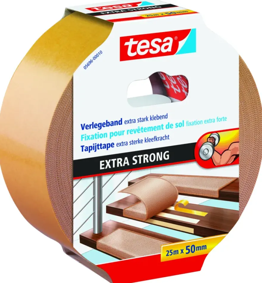 Tesa Extra Sterk tapijttape geel 25 m x 50 m
