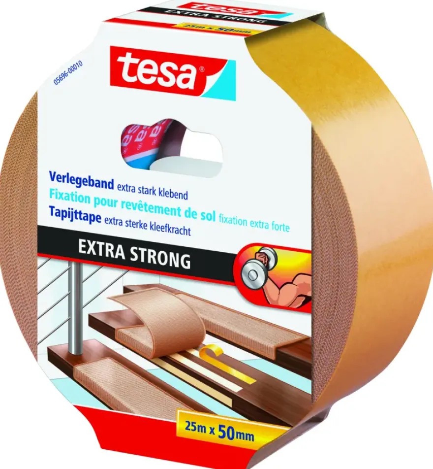 Tesa Extra Sterk tapijttape geel 25 m x 50 m
