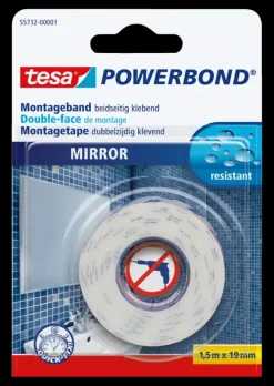 Tesa Powerbond dubbelzijdig montagetape spiegels wit 19 mm x 1,5 m