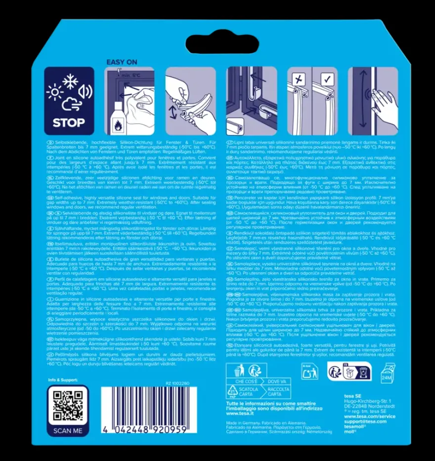 Tesa Premium Tochtband O-profiel zelfklevend transparant 6m