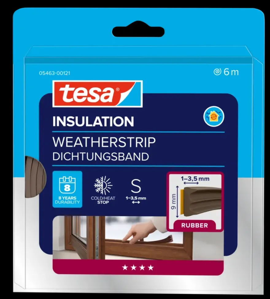 Tesa Tochtband E-profiel zelfklevend bruin 6m