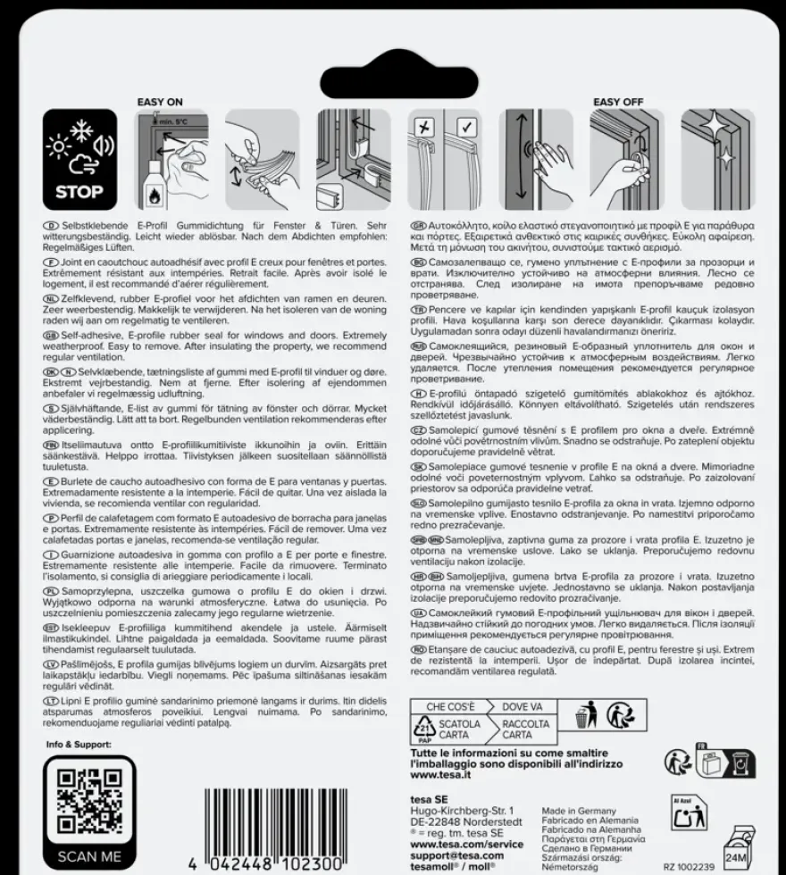 Tesa Tochtband E-profiel zelfklevend bruin 6m