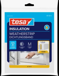 Tesa Tochtband I-profiel zelfklevend wit 15mm x 10m