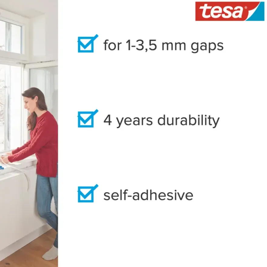 Tesa Tochtband I-profiel zelfklevend wit 6m
