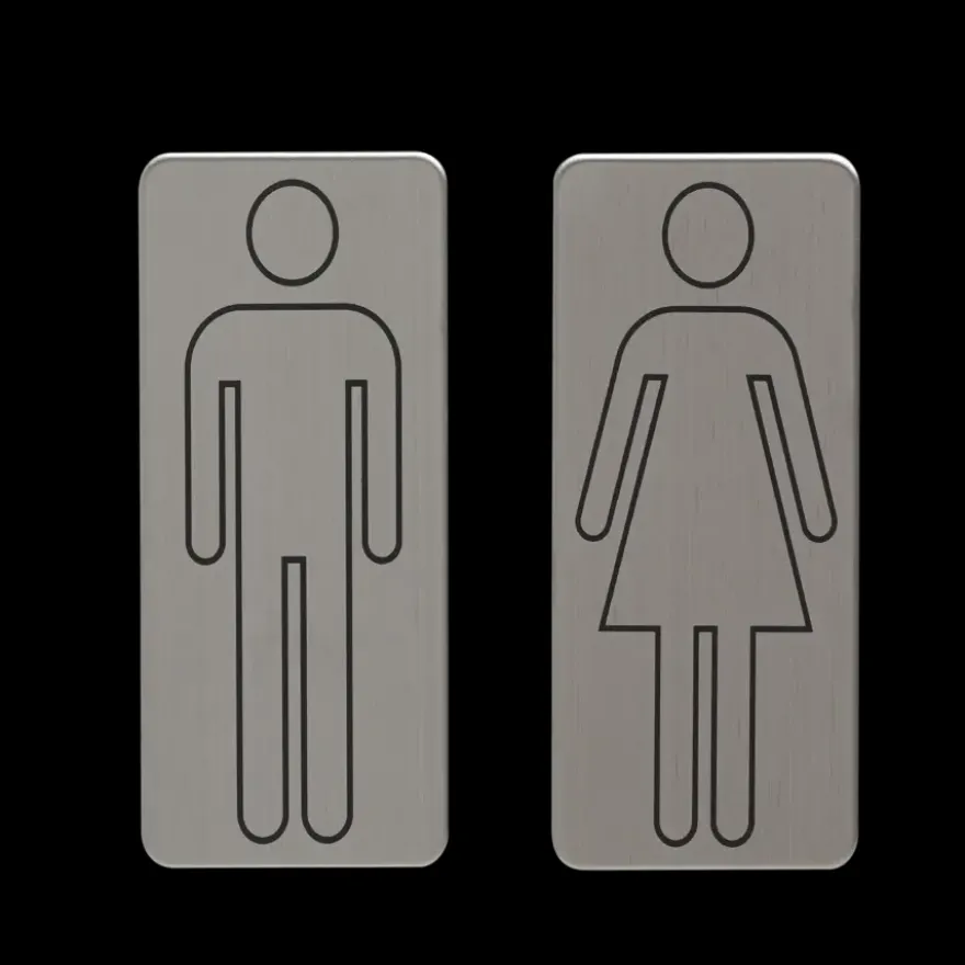 Tiger toilet bordjes man vrouw geborsteld RVS zelfklevend