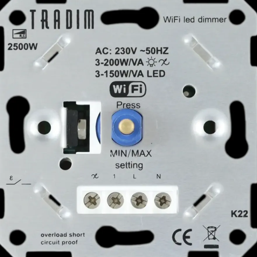 Tradim Wifi muurdimmer 3-200W/VA