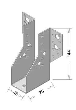Waelbers balkdrager met lange lip 75 x 175 mm zwart